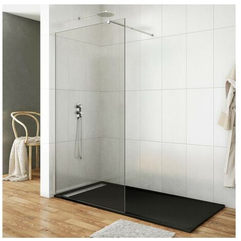 Box doccia SCREEN vetro fisso 8 mm con anticalcare , Finiture: Trasparente - 68x195 + braccetto supporto
