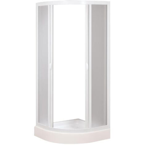Box Doccia Semicircolare 100x100 cm 2 Ante Scorrevoli in Acrilico 2,2 mm H185 cm Dorini Bianco
