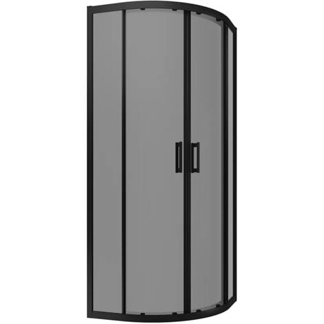 Box Doccia Semicircolare 75x75 cm Apertura Scorrevole Profili in Alluminio Nero Opaco Vetro 6mm Fumé h190 - Reversibile Mod. Java