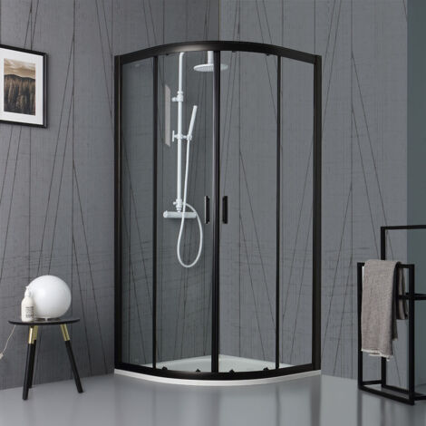 Box doccia semicircolare 80x80 cm cristallo trasparente e profilo nero opaco