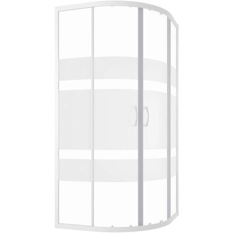 Box Doccia Semicircolare 80x80 cm Profili in Alluminio Bianco Vetro 4mm Serigrafato h185 Mod. Grenada