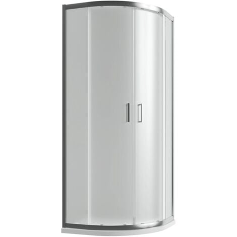 Box Doccia Semicircolare 80x80cm Apertura Scorrevole Profili in Alluminio Cromato Vetro 6mm Opaco h190 - Reversibile Mod. Java