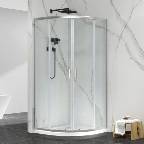 Box doccia semicircolare 90x90 cm cromo scorrevole in cristallo trasparente Tay