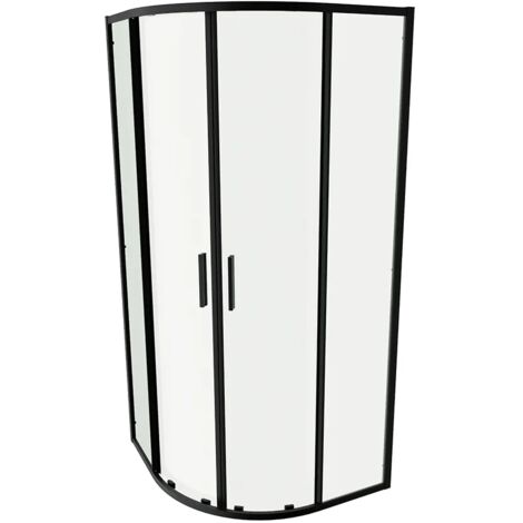 Box Doccia Semicircolare 90x90cm Profili Slim Nero Opaco Vetro 6mm Trasparente h190 - Reversibile Mod. Portofino