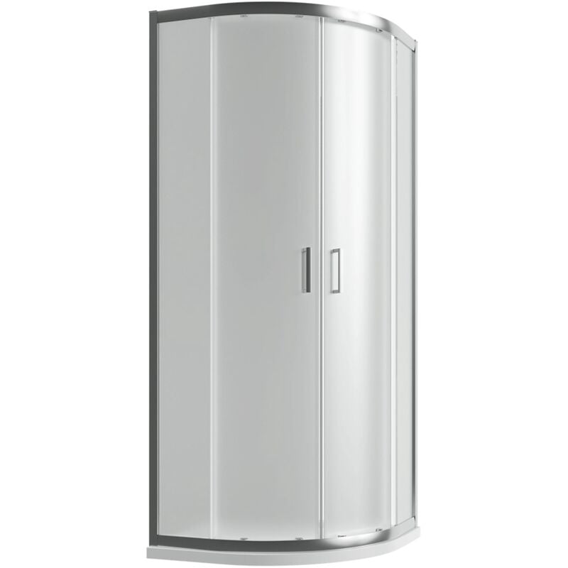 Paroi de douche semi-circulaire 75x75cm Ouverture coulissante Profils aluminium chromés Verre opaque 6mm h190 - Réversible Mod. Java
