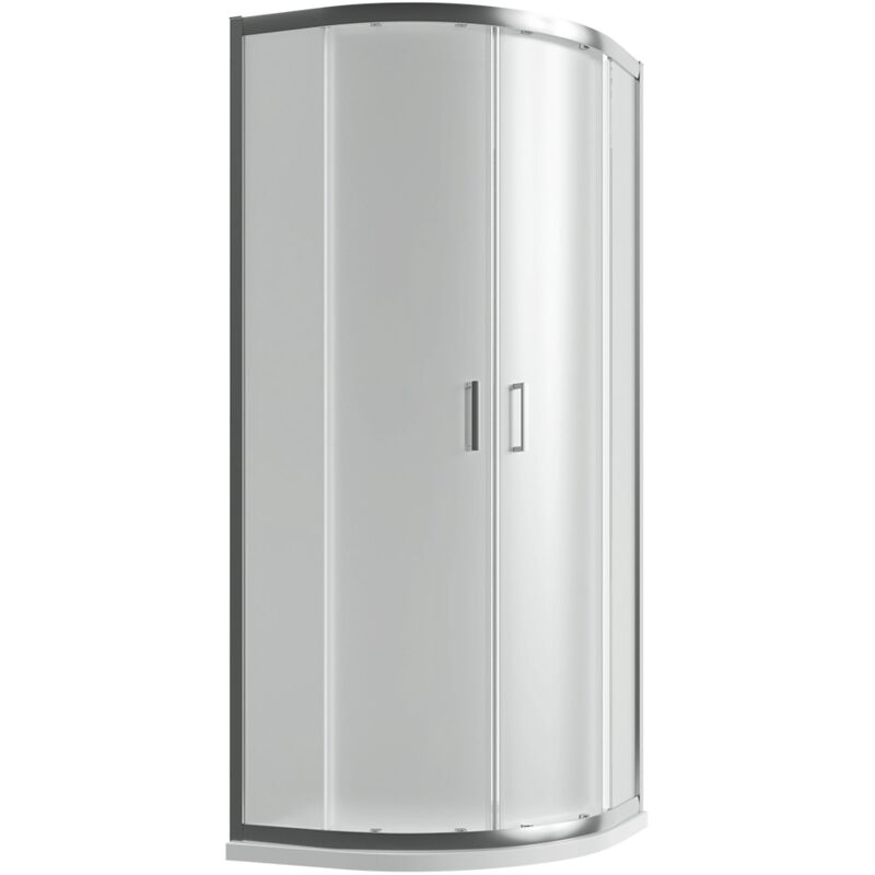 Parama - Cabine de douche semi-circulaire 70x90cm Ouverture coulissante Profilés aluminium chromé Verre opaque 6mm h190 - Réversible Mod. Java