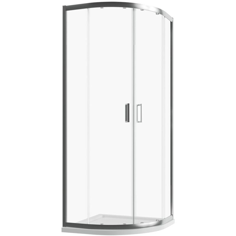 Parama - Paroi de douche semi-circulaire 75x75cm Ouverture coulissante Profils aluminium chromé Verre transparent 6mm h190 - Réversible Mod. Java