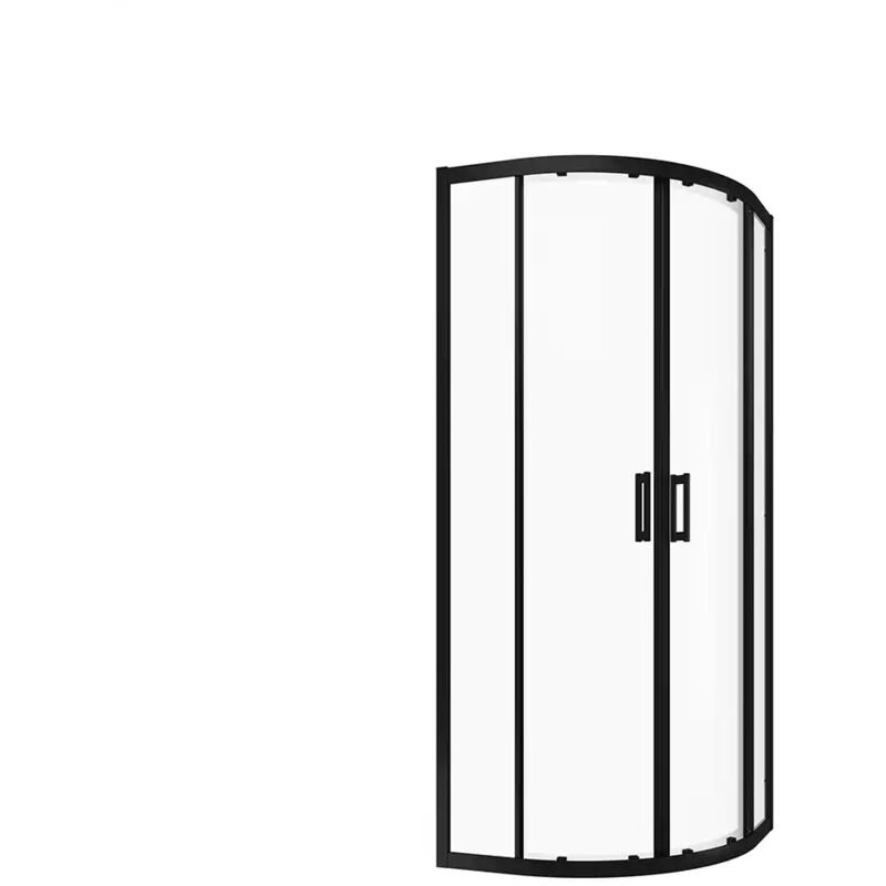 Parama - Cabine de douche semi-circulaire 75x75 cm Ouverture coulissante Profils aluminium Verre opaque noir 6mm Transparent h190 - Réversible Mod.