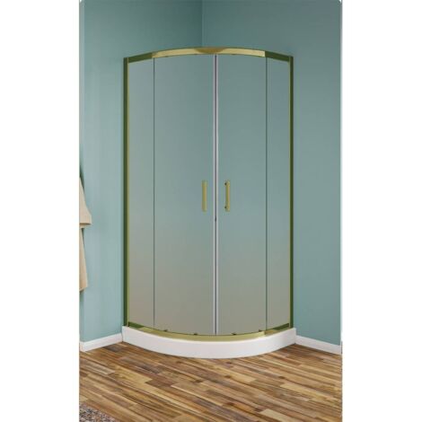 Box doccia semicircolare con profili oro in vetro temperato opaco 6mm H190 - 80x80 cm