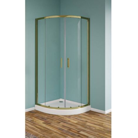 Box doccia semicircolare con profili oro in vetro temperato trasparente 6mm H190 - 80x80 cm