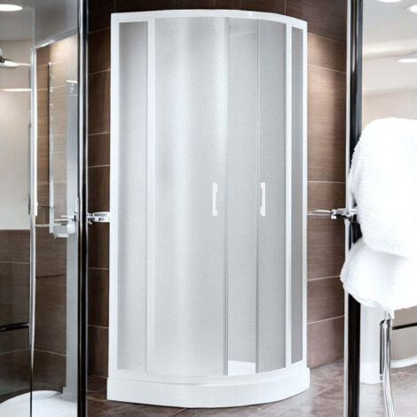 Box doccia semicircolare h185 cm con ante scorrevoli e pannelli in acrilico effetto bollicine -