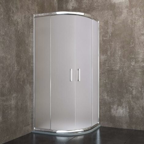 Box Doccia Semicircolare In Cristallo Temperato Satinato Opaco da 6 mm Con Porte Ante Scorrevoli 195 Cm H Struttura Alluminio Anodizzato Maniglie in Acciaio Cromato Design Vancouver (100 x 100 Cm)