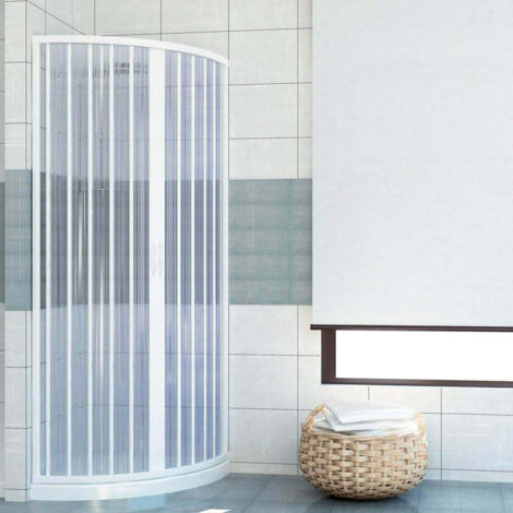 Box doccia semicircolare in PVC h185 cm con apertura centrale a soffietto -