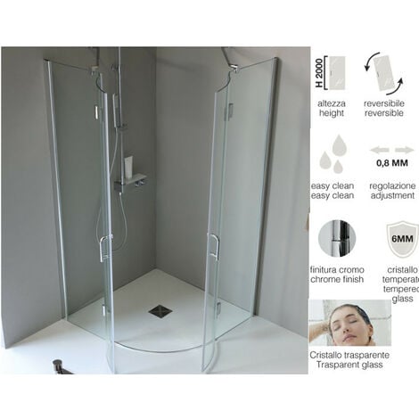 Porte Per Box Doccia.Box Doccia Semicircolare Porte Battenti Anticalcare Tb61 Cm 100x100 R 55 Tvb06110010