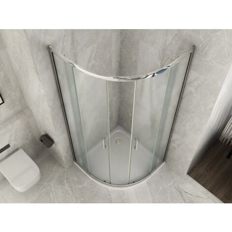 Box Doccia Semicircolare Vetro Opaco 6MM Apertura Doppio Scorrevole 70 x 90 x h190 cm (R. 38 cm)