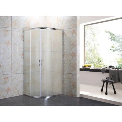TOTAMA Box Doccia Semicircolare Vetro Opaco Anticalcare Temperato 4 MM Apertura Angolare Doppio Scorrevole 80x80