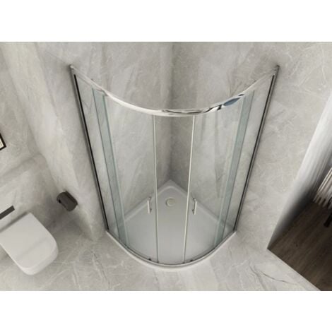 Box Doccia Semicircolare Vetro Trasparente 6MM Apertura Doppio Scorrevole 70 x 90 x h190 cm (R. 38 cm)