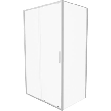 Box Doccia slim 90x120cm con Porta Scorrevole e Parete Fissa Profili Ultraslim in Alluminio Cromati e Vetro 6mm Opaco h190 - Reversibile Mod. Portofino