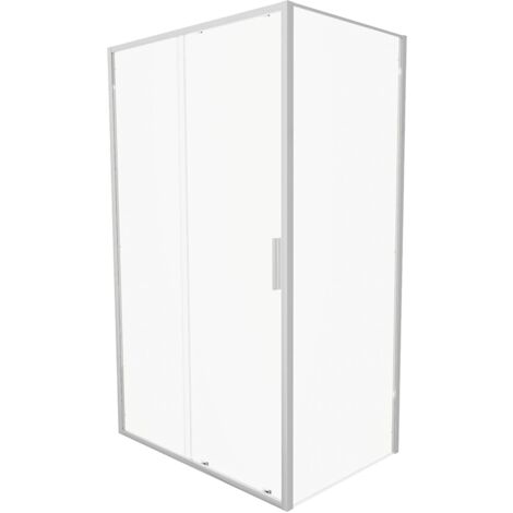 Box Doccia slim 90x150cm con Porta Scorrevole e Parete Fissa Profili Ultraslim in Alluminio Cromati e Vetro 6mm Trasparente h190 - Reversibile Mod. Portofino