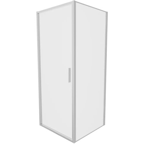 Box Doccia slim 90x70cm con Porta a battente e Parete Fissa Profili Cromati e Vetro 6mm Opaco h190 Mod. Portofino