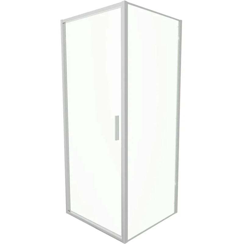 Parama - Cabine de douche Slim 80x90cm avec porte battante et paroi fixe Profils chromés et verre transparent 6mm h190 Mod. Portofino