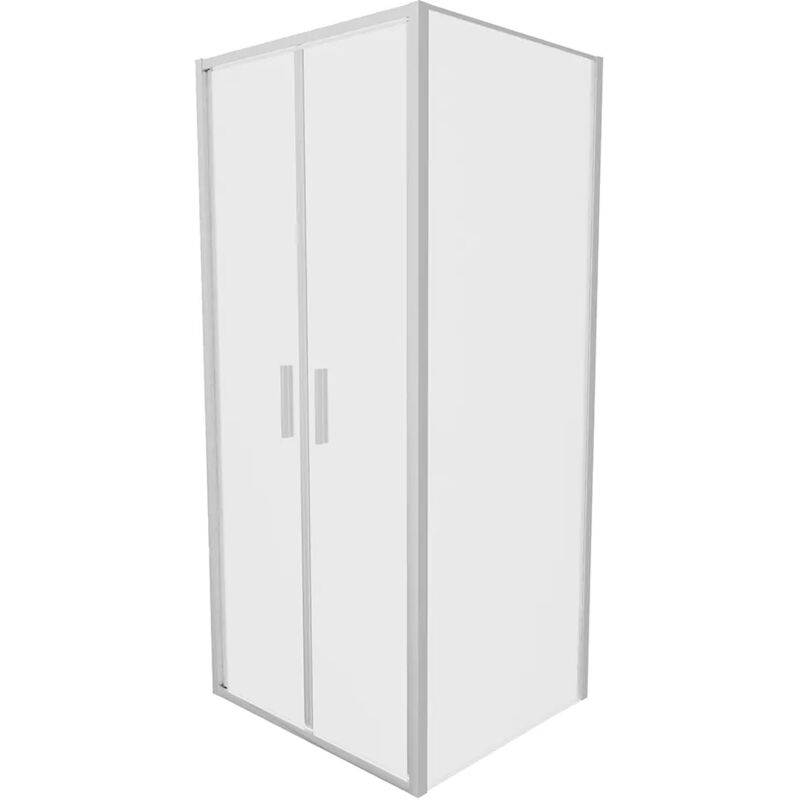 Parama - Cabine de douche Slim 90x100cm avec porte Saloon et paroi fixe Profils chromés et verre opaque 6mm h190 Mod. Portofino