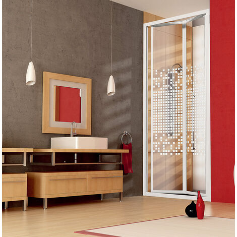 Box doccia Smeralda a soffietto in acrilico 70x70 cm con profilo