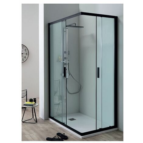 Box Doccia Tamanaco RAPID 75X80 H200 CM Profilo Nero Cristallo 6MM