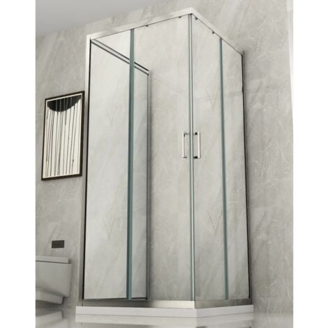 Box Doccia tre 3 Lati 6 mm 2 Scorrevoli Trasparente Anta fissa 70x 80 90 100 120 - Misura Box 3 Lati 70x70x70