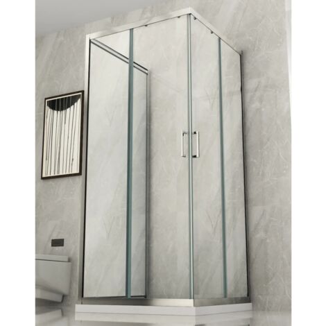 Box Doccia tre 3 Lati 6 mm 2 Scorrevoli Trasparente Anta fissa 70x 80 90 100 120 - Misura Box 3 Lati 75x120x75