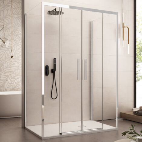 Box doccia tre lati scorrevole cristallo 6mm h195 lagoa-trio, misura 70x140x70