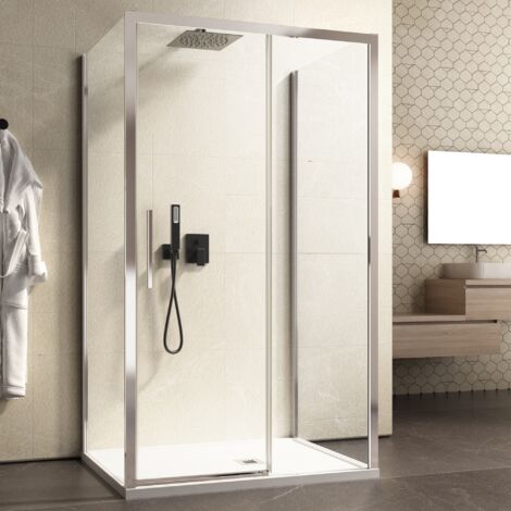 Box doccia tre lati scorrevole cristallo 6mm h195 lagoa-trio, misura 80x140x80