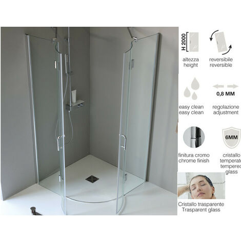 Box doccia TVB61 semicircolare in cristallo 6 mm. cm. 100x100