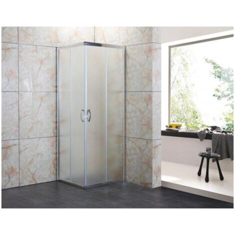 Box Doccia Vetro OPACO Anticalcare Temperato 4MM Apertura Angolare Doppio Scorrevole H185 - Misura Box Angolare 70x70
