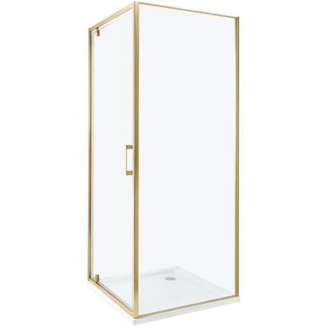 BELIANI Box Doccia Vetro Temperato Cornice dorata Porta Singola 70 x 70 x 185 cm Darli