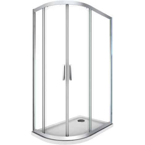 Box e Piatto Doccia Semicircolare 80x120 cm 2 Ante Scorrevoli in Cristallo 6mm H190 Sailor Plus Destra