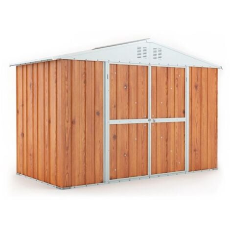 Box in lamiera casetta attrezzi giardino Acciaio Zincato 327x155cm x h2.17m - 114KG 5.06mq LEGNO