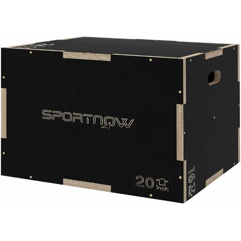 Box Jump Pliometrico a 3 Altezze 61-51-41 cm in Legno Antiscivolo Nero