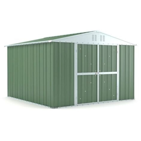 Box lamiera giardino casetta attrezzi in Acciaio Zincato 327x307cm x h2.17m - 145KG - 9,4mq - VERDE