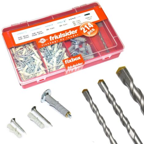 Box minuteria 214 pezzi tasselli punte trapano