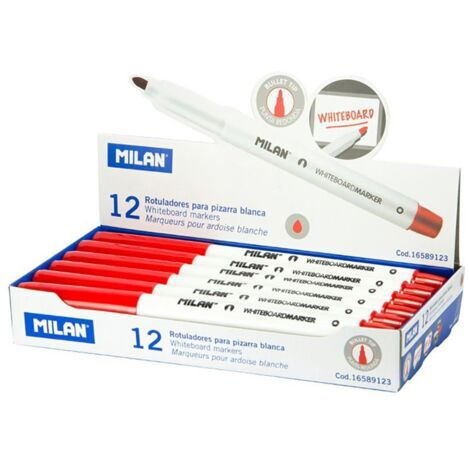 Box mit 12 roten Filzstiften ø3,7mm für Whiteboard Milan