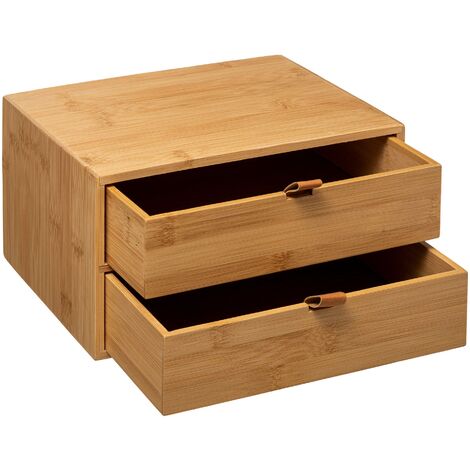 Box mit 2 schubladen bambus lederriemen - 5 five simply smart