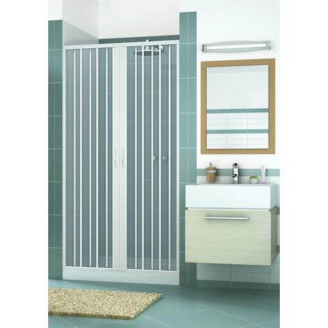 Porta doccia a soffietto bianco in pvc apertura centrale box doccia per nicchia