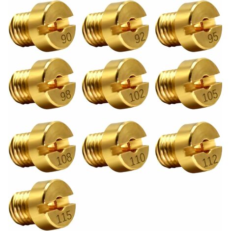 PESCE Box of 10 Jets 6mm Main Carburetor Jet Set for Dell'Orto PHBN-PHVA Carburetor 12 and 17.5mm Size 90, 92, 95, 98, 102, 105, 108, 110, 112, 115 for Scooter Motorcycle 50 Mob