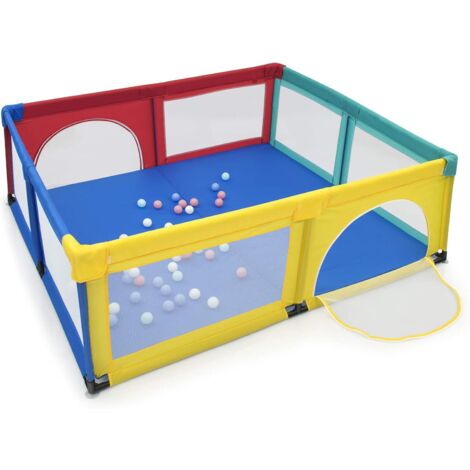 Box per Bambini, Centro Attività Portatile con Cancelli di Sicurezza, con Retri Traspiranti e Ventose Antiscivolo, Cancello 50 Palline (colorato)