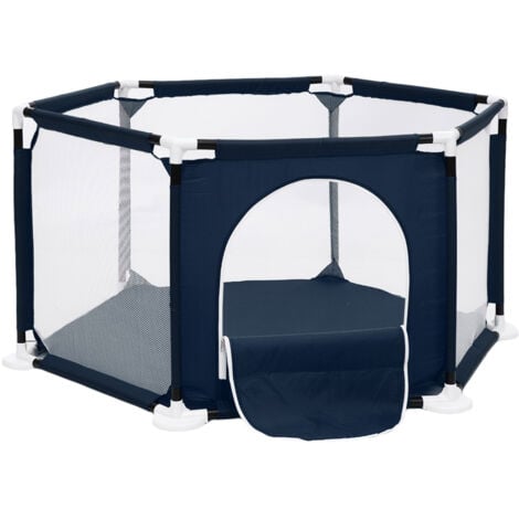 DRILLPRO Box per bambini con zona gattonante con rete traspirante per bambini all'interno e all'esterno - blu navy