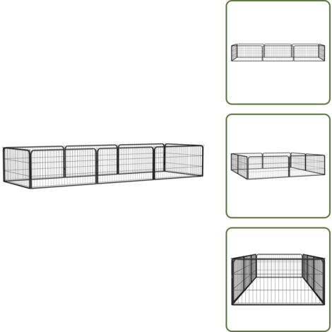 Box per cani con barre - vidaXL Box Cani 8 Pannelli Nero 100x50 cm Acciaio Verniciato Polvere - Box per cani per esercizio