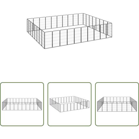 Box per cani esterni -  Box Cani 36 Pannelli Nero 50x100 cm Acciaio Verniciato Polvere