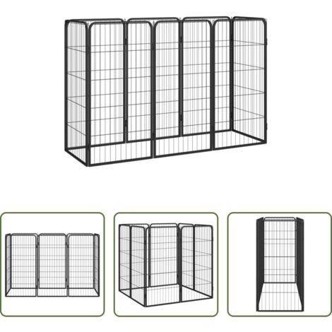 Box per cani esterno - Box Cani 8 Pannelli Nero 50x100 cm Acciaio Verniciato Polvere