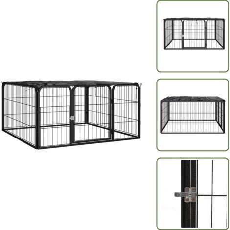 Box per cani in acciaio - vidaXL Box Cani a 4 Pannelli Nero 100x50cm Acciaio Verniciato Polvere - Box per cani nero